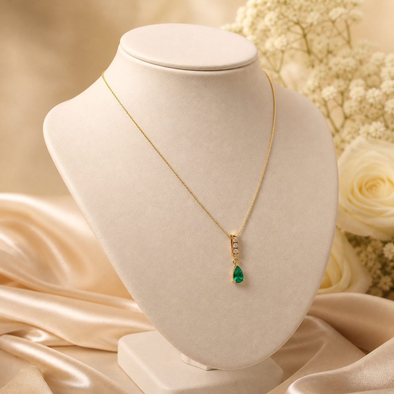 VERDE ATRACCIÓN | Collar con colgante de esmeralda para dama