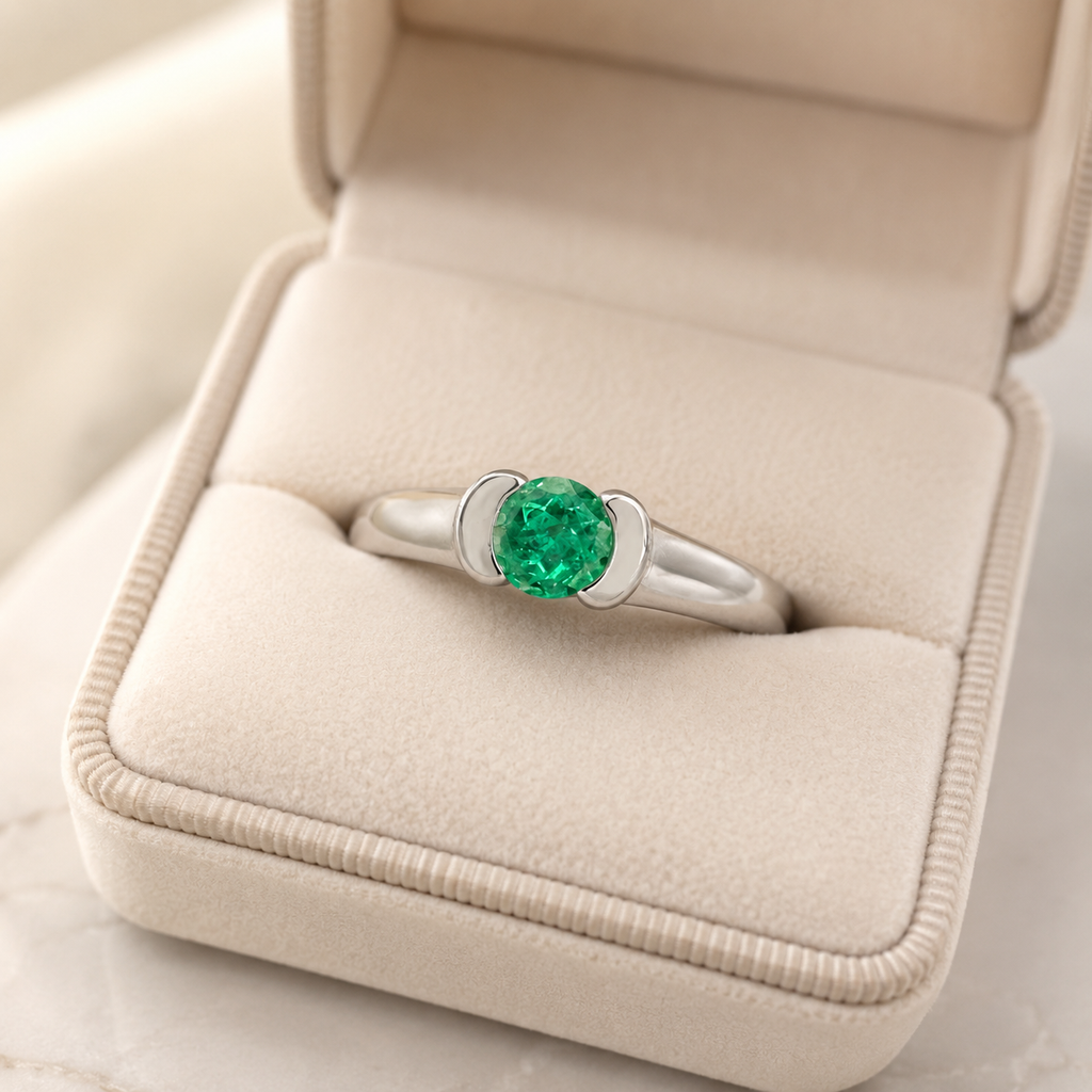 ALMA VERDE — Anillo en Plata Paladio y Esmeralda