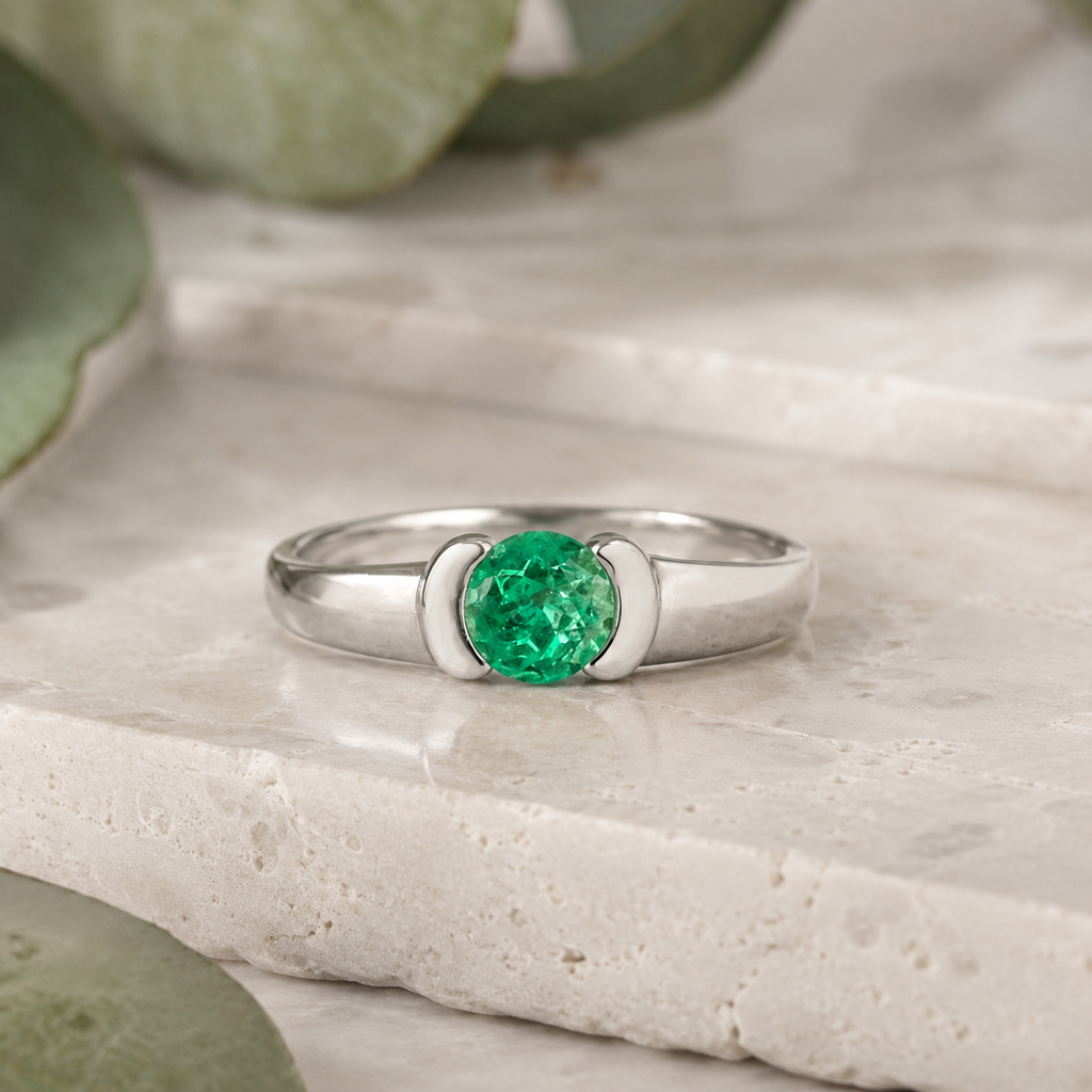 ALMA VERDE — Anillo en Plata Paladio y Esmeralda
